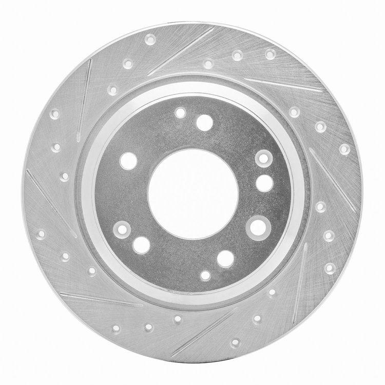 631-58016L Drilled/Slotted Brake Rotor [Silver], 1999-2001 Acura/Honda, Position: Rear Left