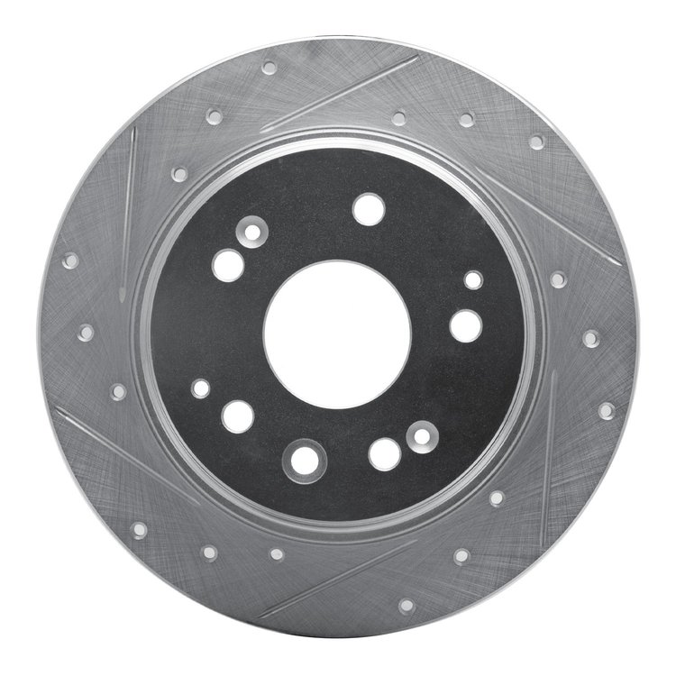 631-58017L Drilled/Slotted Brake Rotor [Silver], 2001-2003 Acura/Honda, Position: Rear Left
