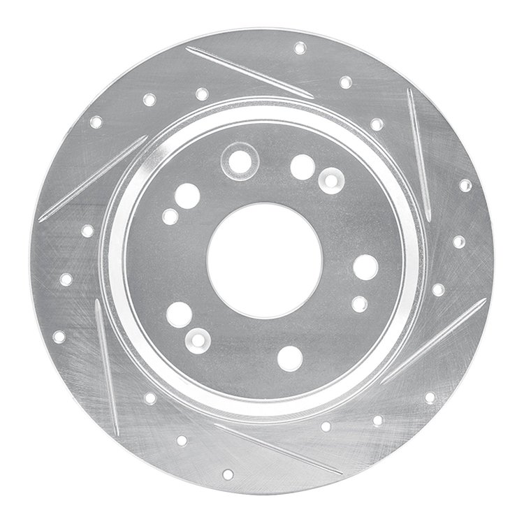 631-58018R Drilled/Slotted Brake Rotor [Silver], 2002-2004 Acura/Honda, Position: Rear Right