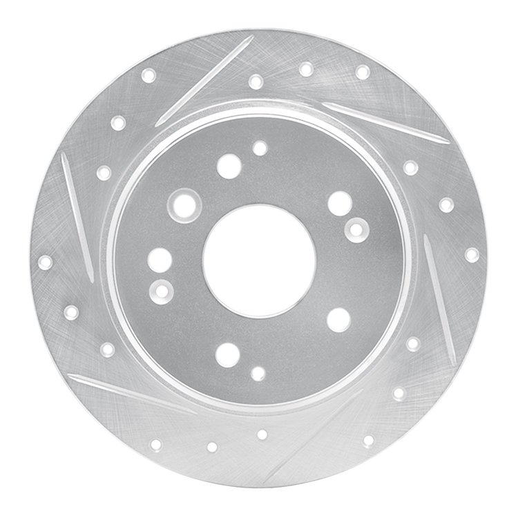 631-58019L Drilled/Slotted Brake Rotor [Silver], 2003-2011 Acura/Honda, Position: Rear Left