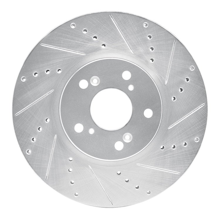 631-58020R Drilled/Slotted Brake Rotor [Silver], 2004-2008 Acura/Honda, Position: Front Right