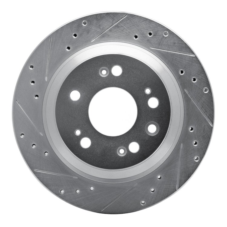 631-58022L Drilled/Slotted Brake Rotor [Silver], 2005-2012 Acura/Honda, Position: Rear Left