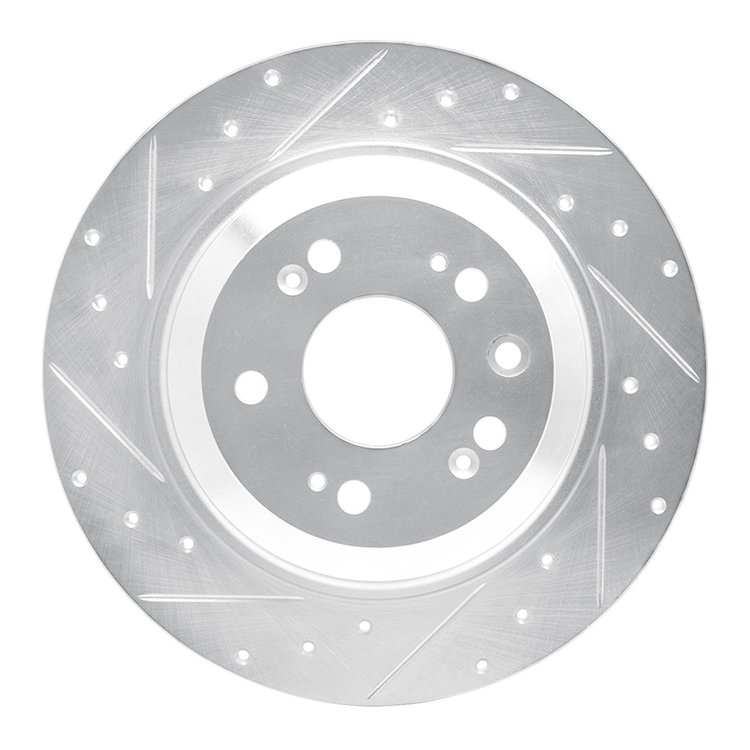 631-58023L Drilled/Slotted Brake Rotor [Silver], 2009-2014 Acura/Honda, Position: Rear Left