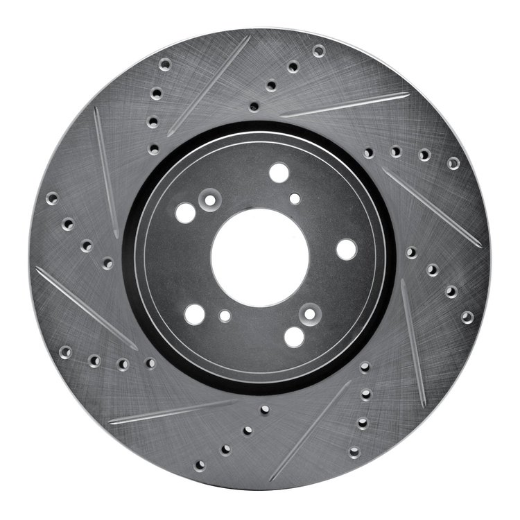 631-58026L Drilled/Slotted Brake Rotor [Silver], 2014-2020 Acura/Honda, Position: Front Left