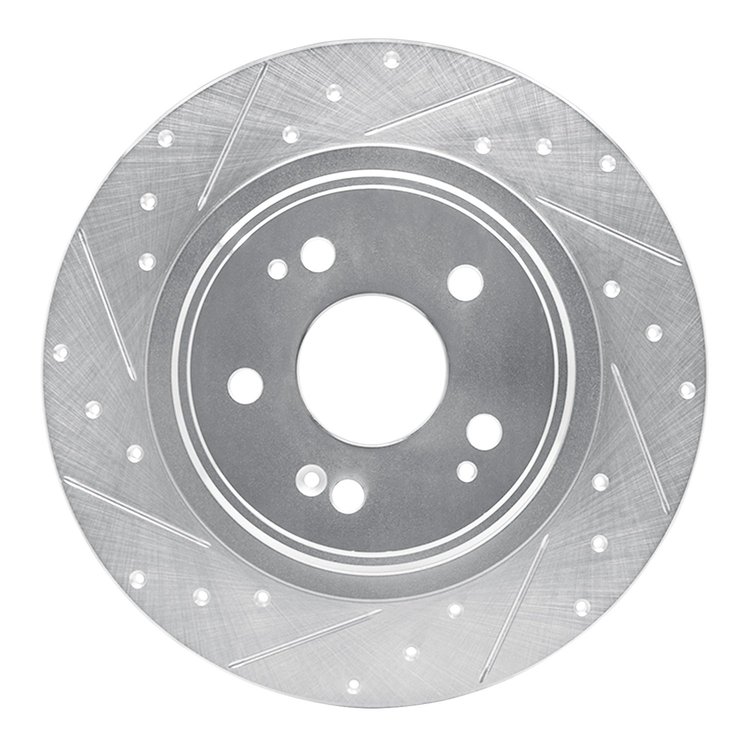 631-58030L Drilled/Slotted Brake Rotor [Silver], 2017-2020 Acura/Honda, Position: Rear Left