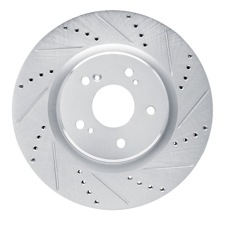 631-58032R Drilled/Slotted Brake Rotor [Silver], Fits Select Acura/Honda, Position: Front Right