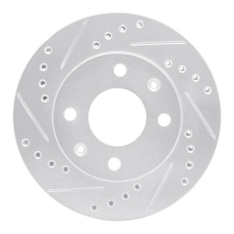 631-59003L Drilled/Slotted Brake Rotor [Silver], 1983-1987 Acura/Honda, Position: Front Left