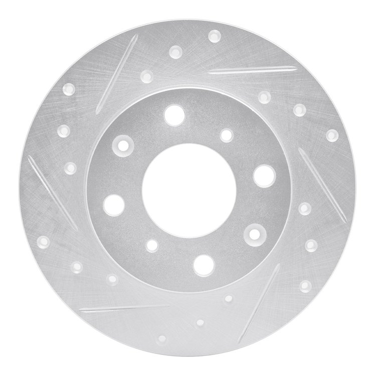 631-59009L Drilled/Slotted Brake Rotor [Silver], 1984-1987 Acura/Honda, Position: Front Left
