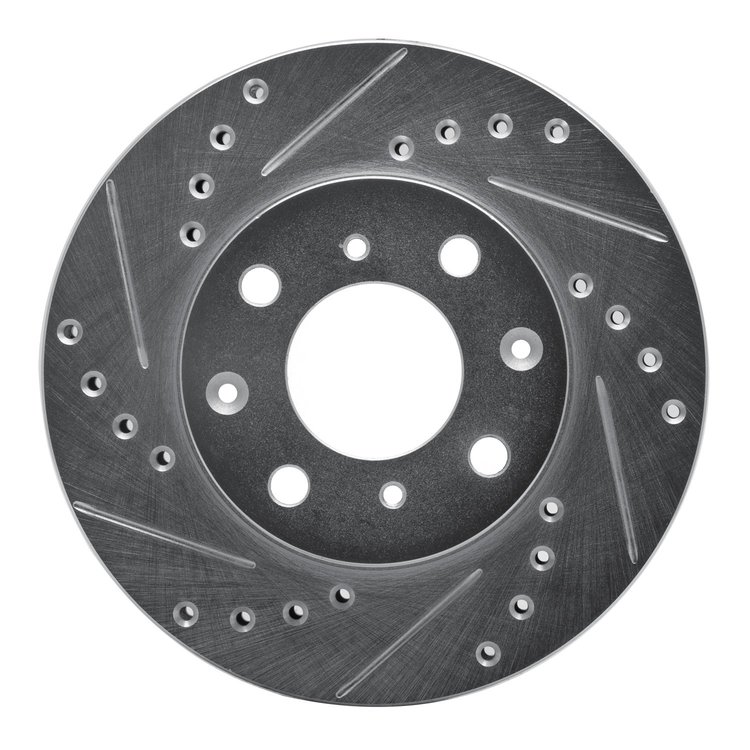 631-59011L Drilled/Slotted Brake Rotor [Silver], 1984-1990 Acura/Honda, Position: Front Left