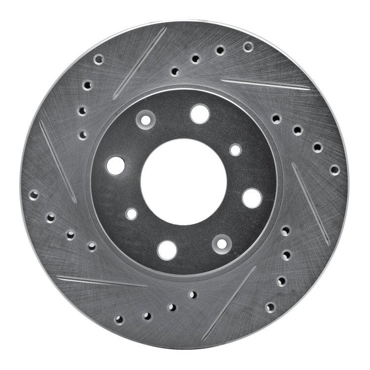 631-59012L Drilled/Slotted Brake Rotor [Silver], 1986-1991 Acura/Honda, Position: Front Left