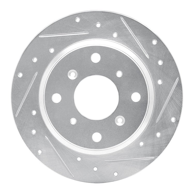 631-59013R Drilled/Slotted Brake Rotor [Silver], 1986-1996 Acura/Honda, Position: Rear Right