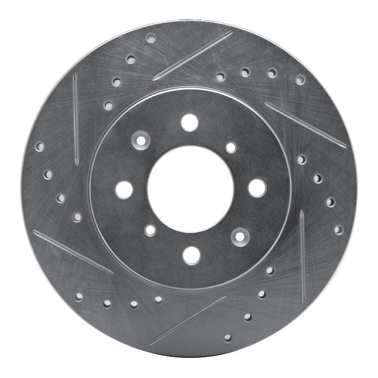 631-59015L Drilled/Slotted Brake Rotor [Silver], 1988-1991 Acura/Honda, Position: Front Left