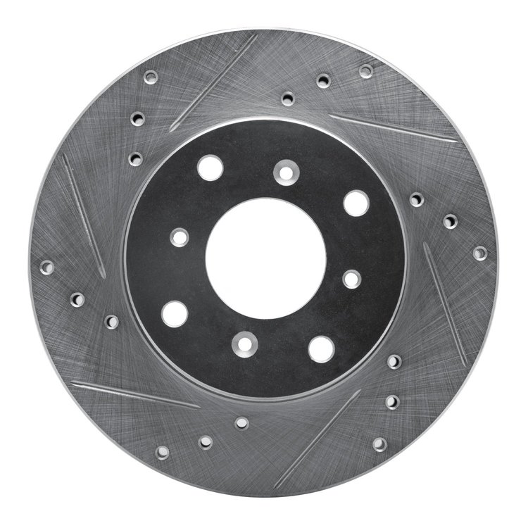 631-59021L Drilled/Slotted Brake Rotor [Silver], 1992-1996 Acura/Honda, Position: Front Left