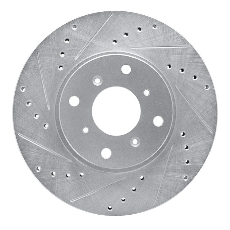 631-59022L Drilled/Slotted Brake Rotor [Silver], 1992-1996 Acura/Honda, Position: Front Left