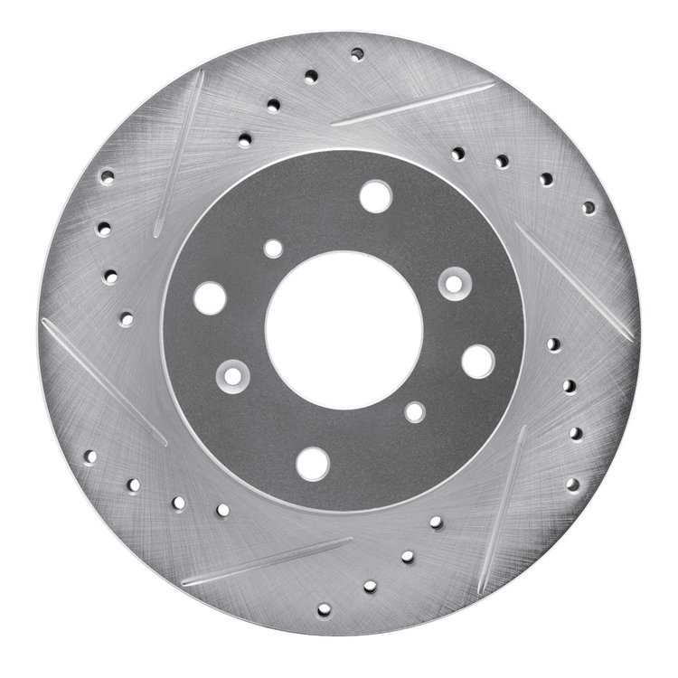 631-59023L Drilled/Slotted Brake Rotor [Silver], 1998-2002 Acura/Honda, Position: Front Left
