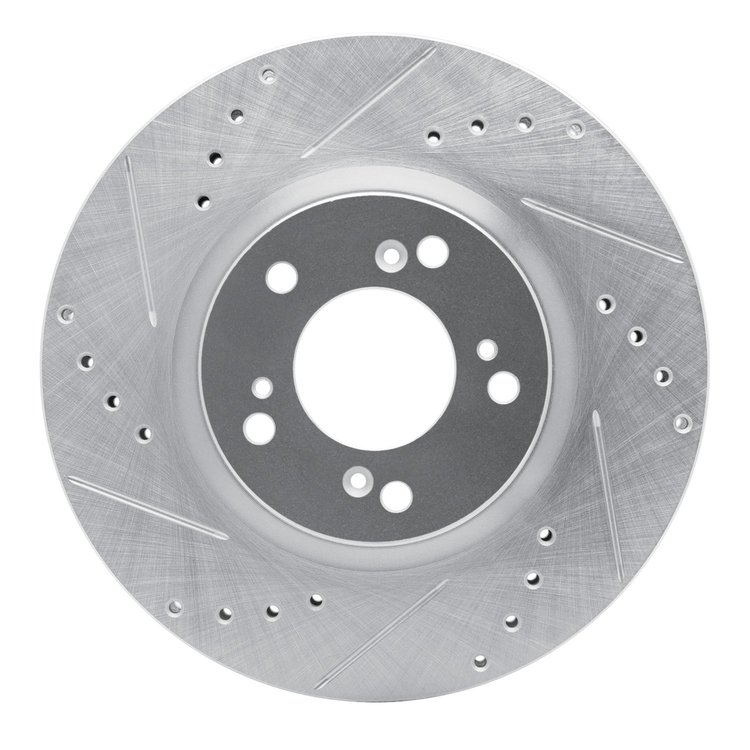 631-59027L Drilled/Slotted Brake Rotor [Silver], 2000-2009 Acura/Honda, Position: Front Left