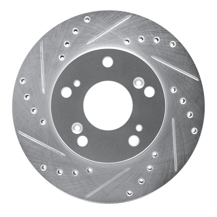 631-59030L Drilled/Slotted Brake Rotor [Silver], 2002-2015 Acura/Honda, Position: Front Left