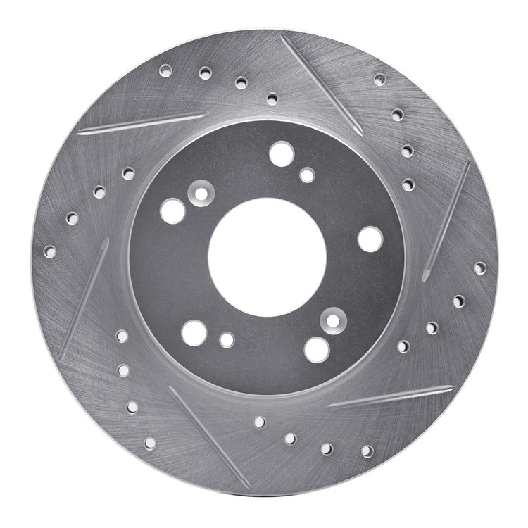 631-59030R Drilled/Slotted Brake Rotor [Silver], 2002-2015 Acura/Honda, Position: Front Right