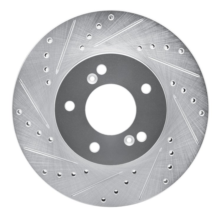 631-59040L Drilled/Slotted Brake Rotor [Silver], 1991-2001 Multiple Makes/Models, Position: Front Left
