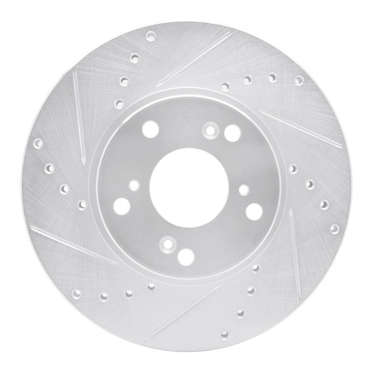 631-59042L Drilled/Slotted Brake Rotor [Silver], 1998-2021 Acura/Honda, Position: Front Left