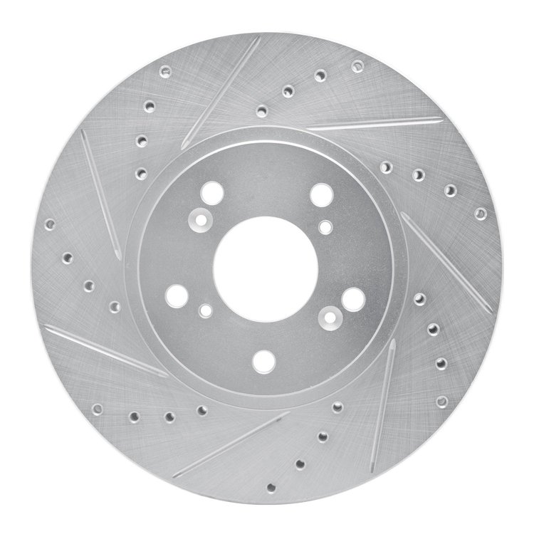 631-59043L Drilled/Slotted Brake Rotor [Silver], 1999-2014 Acura/Honda, Position: Front Left