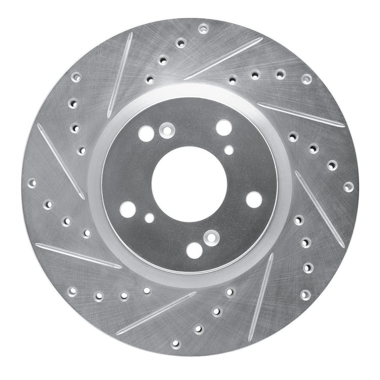 631-59045L Drilled/Slotted Brake Rotor [Silver], 2002-2015 Acura/Honda, Position: Front Left