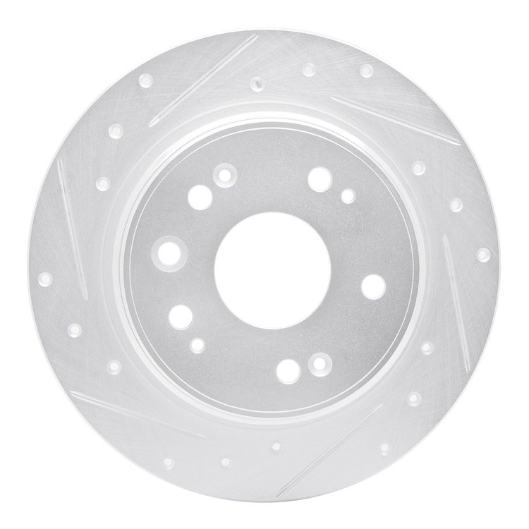 631-59046L Drilled/Slotted Brake Rotor [Silver], 2002-2004 Acura/Honda, Position: Rear Left