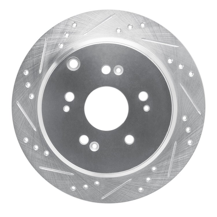 631-59048L Drilled/Slotted Brake Rotor [Silver], 2005-2018 Acura/Honda, Position: Rear Left