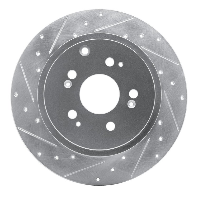 631-59052L Drilled/Slotted Brake Rotor [Silver], 2006-2014 Acura/Honda, Position: Rear Left