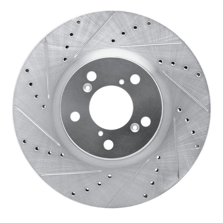631-59053L Drilled/Slotted Brake Rotor [Silver], 2007-2020 Acura/Honda, Position: Front Left
