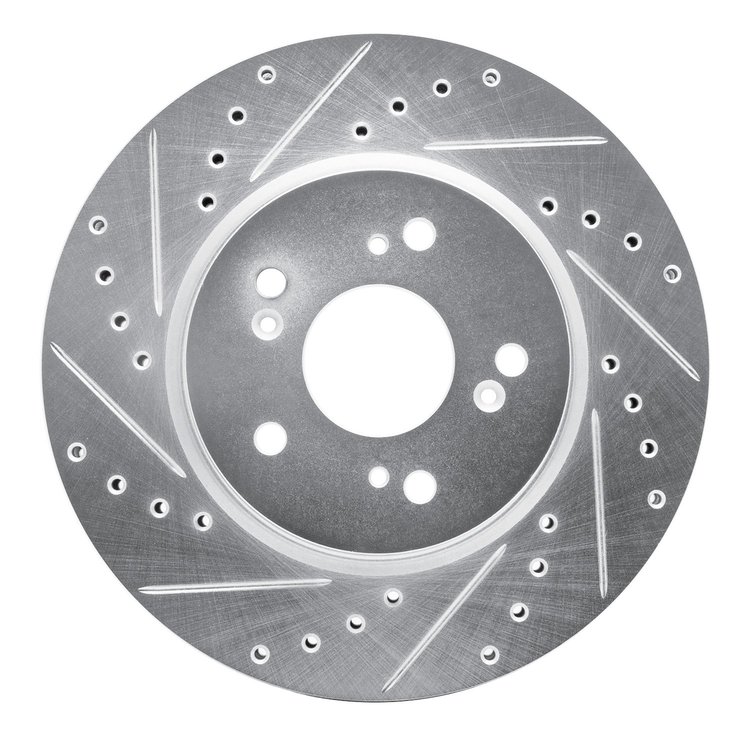 631-59055L Drilled/Slotted Brake Rotor [Silver], 2007-2016 Acura/Honda, Position: Front Left
