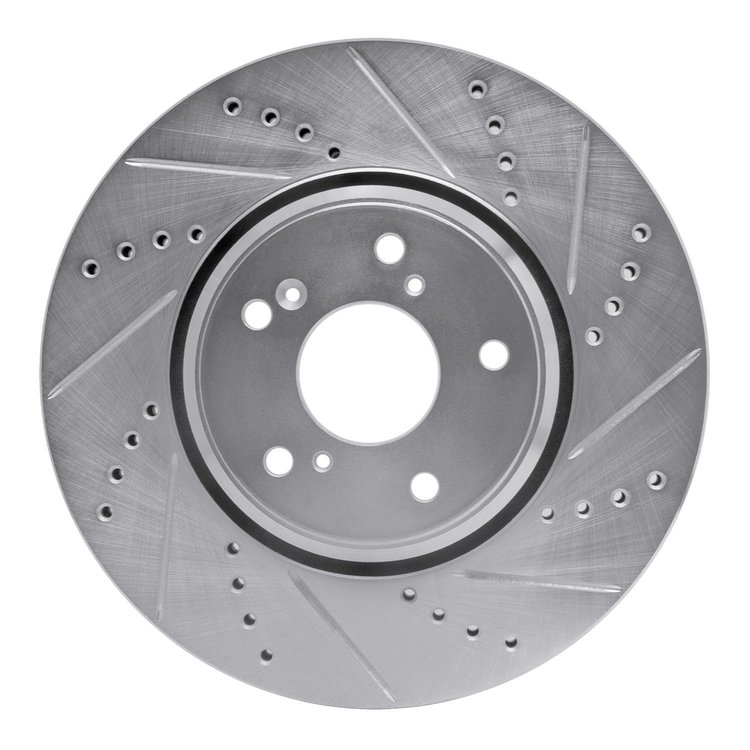 631-59063R Drilled/Slotted Brake Rotor [Silver], Fits Select Acura/Honda, Position: Front Right