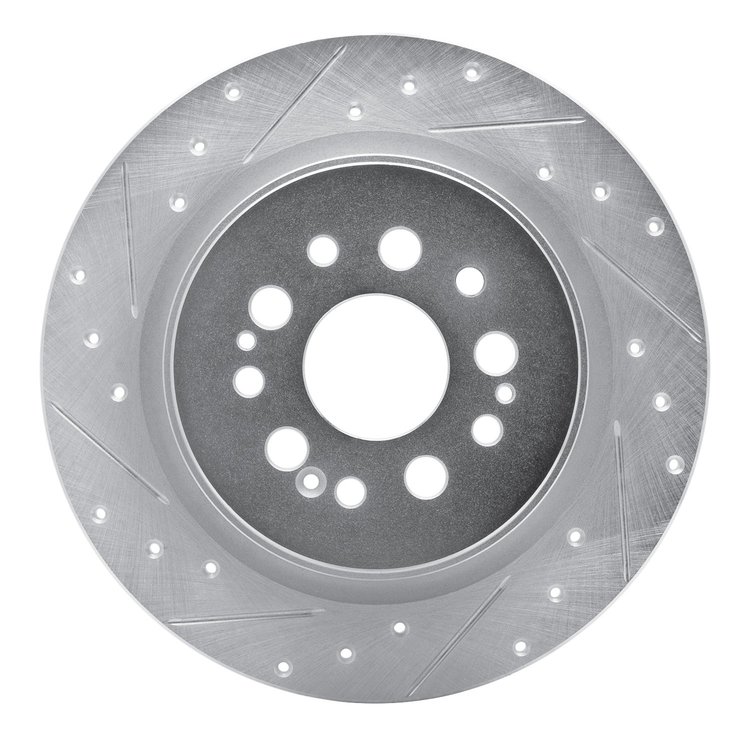 631-59070L Drilled/Slotted Brake Rotor [Silver], Fits Select Acura/Honda, Position: Rear Left