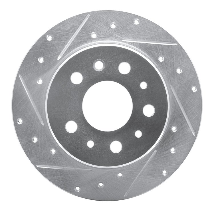 631-63003L Drilled/Slotted Brake Rotor [Silver], 1961-1991 Mercedes-Benz, Position: Rear Left