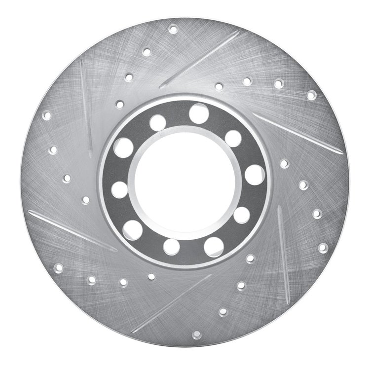 631-63006L Drilled/Slotted Brake Rotor [Silver], 1973-1985 Mercedes-Benz, Position: Front Left