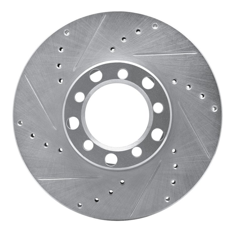 631-63008L Drilled/Slotted Brake Rotor [Silver], 1979-1985 Mercedes-Benz, Position: Front Left