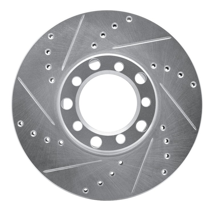 631-63009L Drilled/Slotted Brake Rotor [Silver], 1972-1980 Mercedes-Benz, Position: Front Left