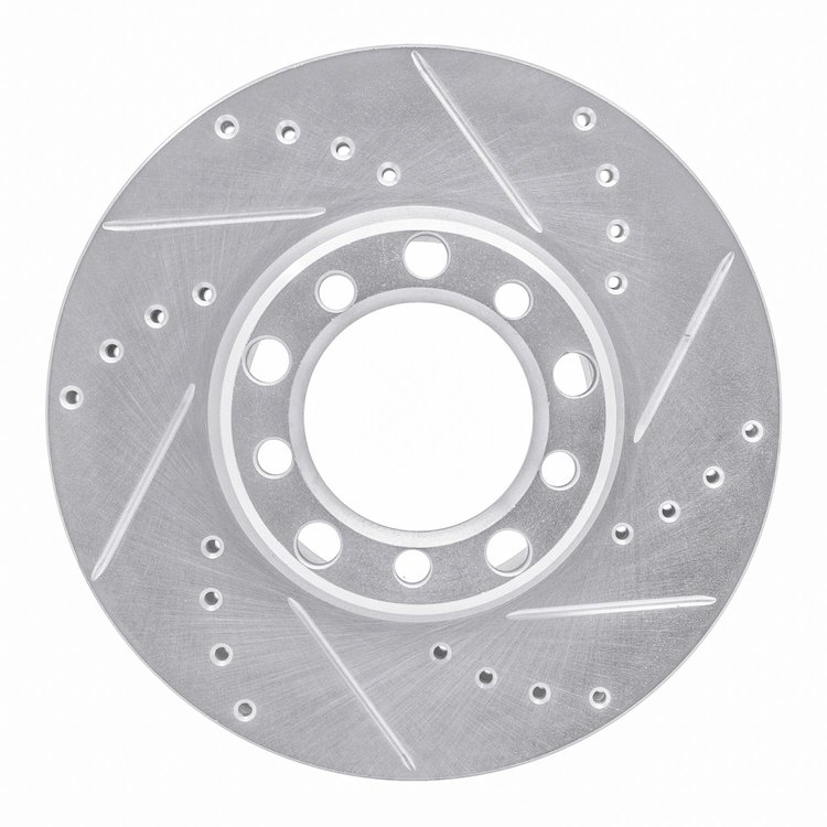 631-63010R Drilled/Slotted Brake Rotor [Silver], 1972-1974 Mercedes-Benz, Position: Front Right