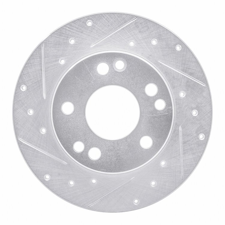 631-63011L Drilled/Slotted Brake Rotor [Silver], 1983-1989 Mercedes-Benz, Position: Front Left