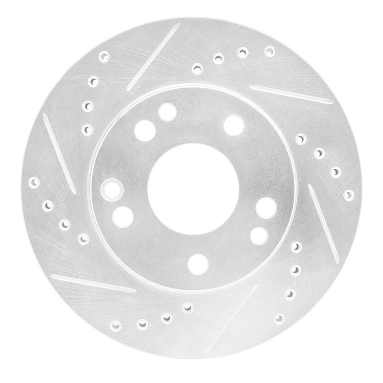 631-63012L Drilled/Slotted Brake Rotor [Silver], 1987-1993 Mercedes-Benz, Position: Front Left