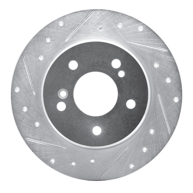 631-63013L Drilled/Slotted Brake Rotor [Silver], 1987-2015 Multiple Makes/Models, Position: Rear Left