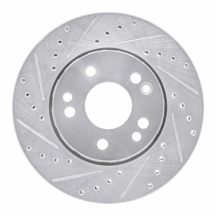 631-63014L Drilled/Slotted Brake Rotor [Silver], 1990-1992 Mercedes-Benz, Position: Front Left