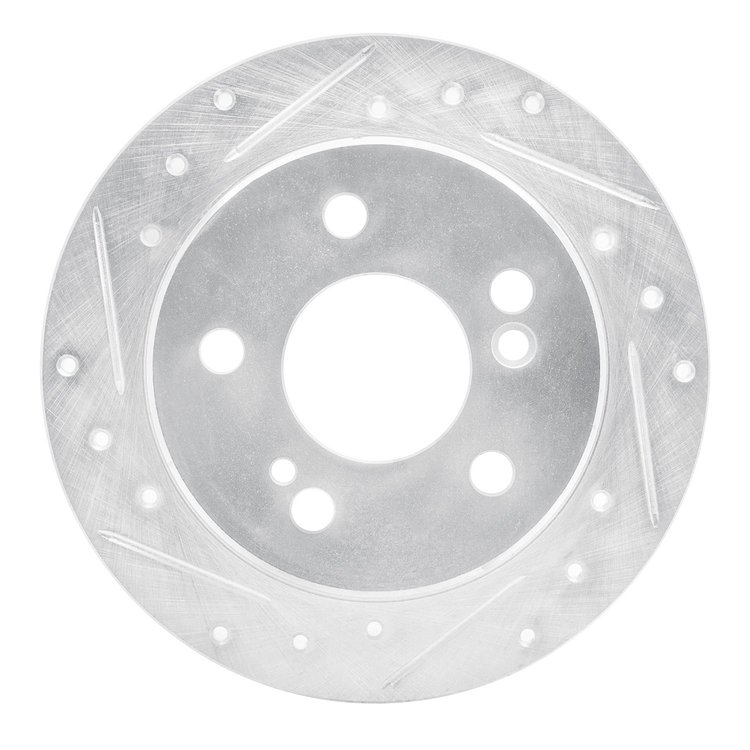 631-63015L Drilled/Slotted Brake Rotor [Silver], 1983-1995 Mercedes-Benz, Position: Rear Left