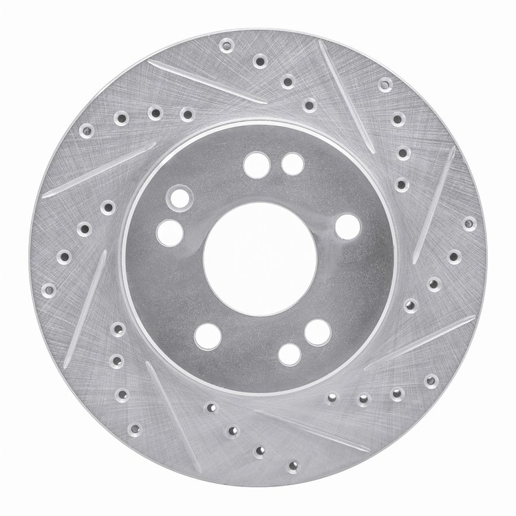 631-63016R Drilled/Slotted Brake Rotor [Silver], 1984-1995 Mercedes-Benz, Position: Front Right