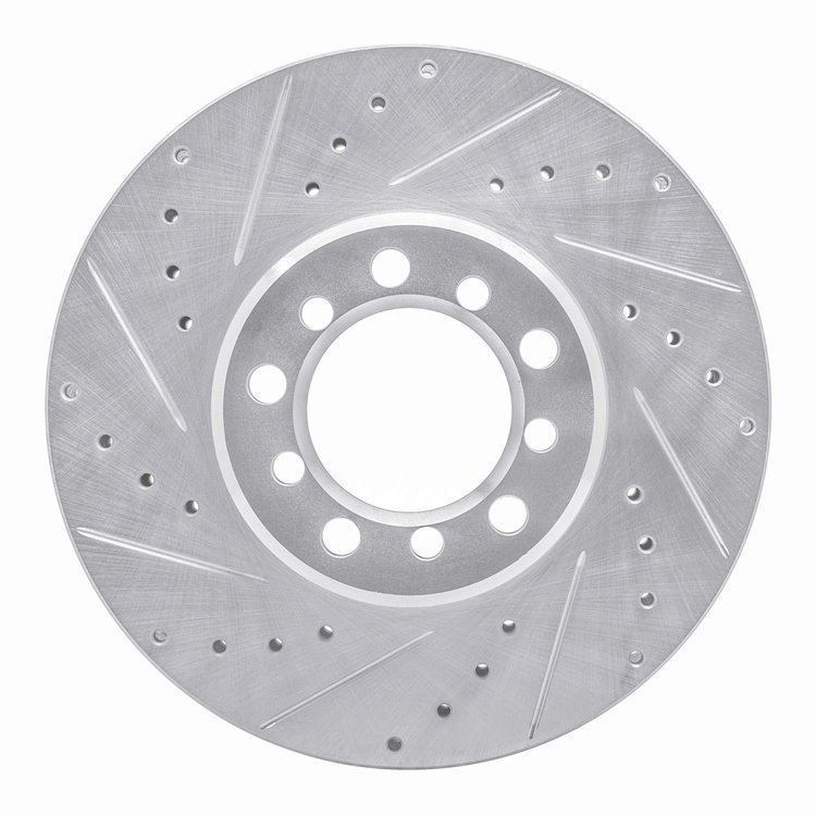 631-63017L Drilled/Slotted Brake Rotor [Silver], 1985-1991 Mercedes-Benz, Position: Front Left