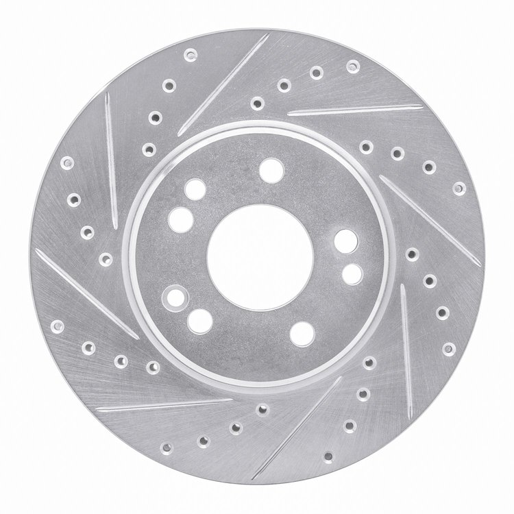 631-63019L Drilled/Slotted Brake Rotor [Silver], 1990-1998 Mercedes-Benz, Position: Front Left