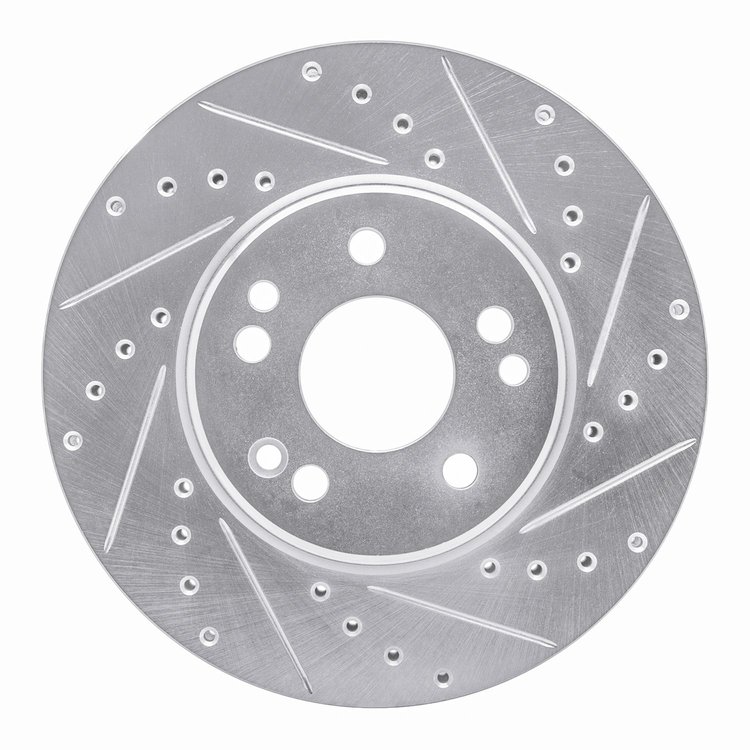 631-63019R Drilled/Slotted Brake Rotor [Silver], 1990-1998 Mercedes-Benz, Position: Front Right