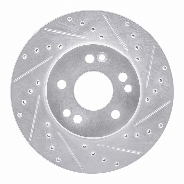631-63020R Drilled/Slotted Brake Rotor [Silver], 1990-1995 Mercedes-Benz, Position: Front Right