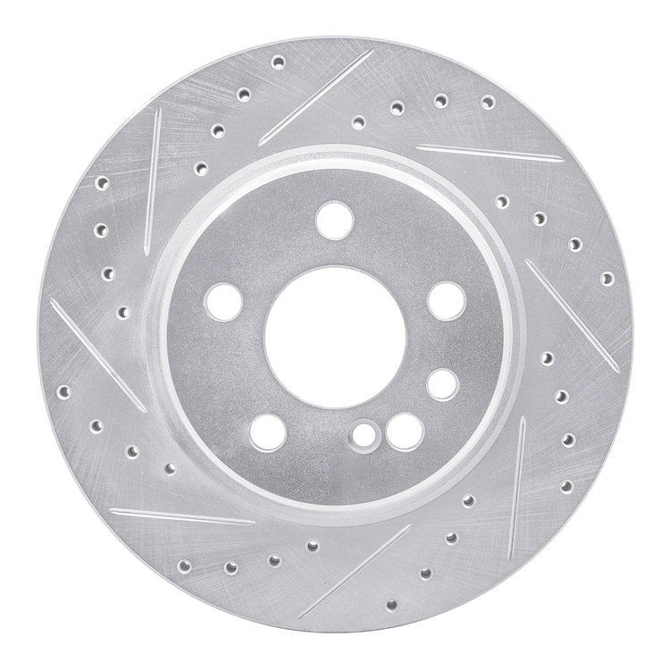 631-63024L Drilled/Slotted Brake Rotor [Silver], 1992-1999 Mercedes-Benz, Position: Rear Left