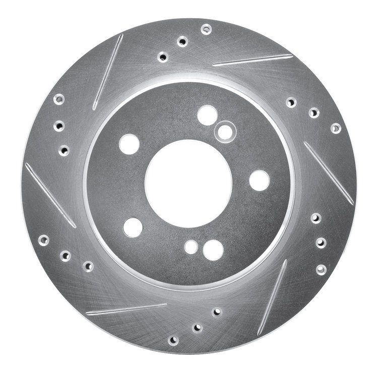 631-63025L Drilled/Slotted Brake Rotor [Silver], 1992-1994 Mercedes-Benz, Position: Rear Left